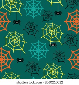 Creative seamless pattern halloween background with spider web. 