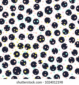 Creative seamless pattern with hand drawn textures. Abstract background. Polka dot pattern.