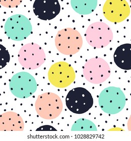 Creative seamless pattern with hand drawn textures. Abstract background. Polka dot pattern.
