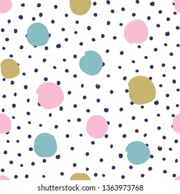 Creative seamless pattern with hand drawn textures. Abstract background. Polka dot pattern