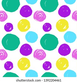 Creative seamless pattern with hand drawn textures. Abstract background. Polka dot pattern.
