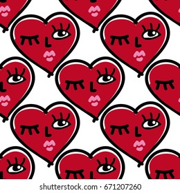 Creative seamless pattern with hearts. Fashion texture. Vector.
