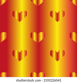 Creative seamless pattern with red neon 3d hearts on beautiful red gradient background. Christmass background. Christmas concept. New year wrapping paper for gift box. Valentine day greeting card.