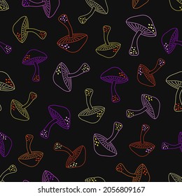 creative seamless pattern with stylish mushrooms, cartoon mushrooms vector illustration in scandinavian style, great for fabric, textile