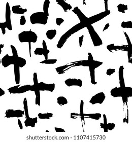 Creative seamless pattern. Textures made with black ink. Hand brush painting for your designs: logo, for posters, invitations, cards, etc. Vector.
