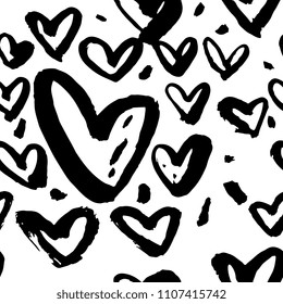 Creative seamless pattern. Textures made with black ink. Hand brush painting for your designs: logo, for posters, invitations, cards, etc. Vector.
