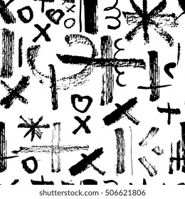 Creative seamless pattern. Textures made with ink. Hand-drawn for your designs: logo, for posters, invitations, cards, etc. Vector.