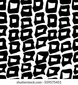 Creative seamless pattern. Textures made with black ink. Hand brush painting for your designs: logo, for posters, invitations, cards, etc. Vector.