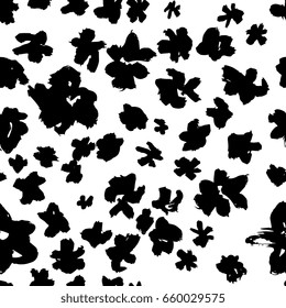 Creative seamless pattern. Textures made with ink. Flowers. Hand painting for your designs: logo, for posters, invitations, cards, etc. Vector.