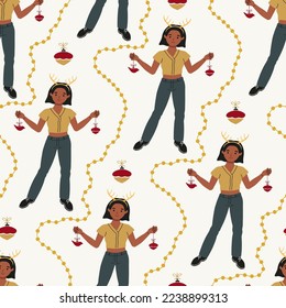Creative seamless pattern. Traditional winter holiday. New Year and Christmas celebration
