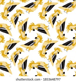 Creative seamless pattern with tropical birds, parrots, leaves and flowers. Trendy texture with hand drawn exotic plants. Swimwear botanical design. Jungle exotic summer print.	