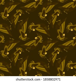 Creative seamless pattern with tropical birds, parrots, leaves and flowers. Trendy texture with hand drawn exotic plants. Swimwear botanical design. Jungle exotic summer print.	
