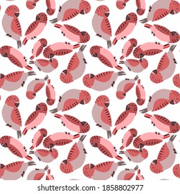 Creative seamless pattern with tropical birds, parrots, leaves and flowers. Trendy texture with hand drawn exotic plants. Swimwear botanical design. Jungle exotic summer print.	
