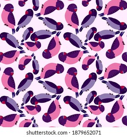 Creative seamless pattern with tropical birds, parrots, leaves and flowers. Trendy texture with hand drawn exotic plants. Swimwear botanical design. Jungle exotic summer print.	