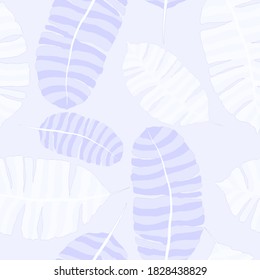 Creative seamless pattern with tropical leaves. Trendy pattern with hand drawn exotic plants. Swimwear botanical design. Jungle exotic summer print.