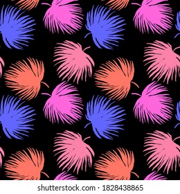 Kreatives, nahtloses Muster mit tropischen Blättern. Trendmuster mit handgezeichneten exotischen Pflanzen. Swimwear botanisches Design. Dschungle exotische Sommerkurse.