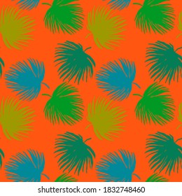Patrón creativo sin fisuras con hojas tropicales. Patrón de moda con plantas exóticas dibujadas a mano. Diseño botánico de bañador. Impresión veraniega exótica de la jungla.
