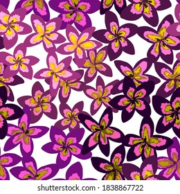 Creative seamless pattern with tropical leaves. Trendy pattern with hand drawn exotic plants. Swimwear botanical design. Jungle exotic summer print.	