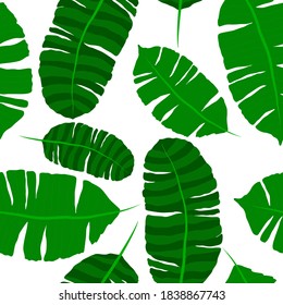 Creative seamless pattern with tropical leaves. Trendy pattern with hand drawn exotic plants. Swimwear botanical design. Jungle exotic summer print.	