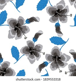Creative seamless pattern with tropical leaves. Trendy pattern with hand drawn exotic plants. Swimwear botanical design. Jungle exotic summer print.	