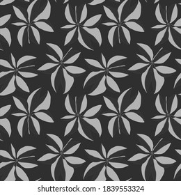 Creative seamless pattern with tropical leaves. Trendy pattern with hand drawn exotic plants. Swimwear botanical design. Jungle exotic summer print.	