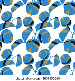 Creative seamless pattern with tropical leaves. Trendy pattern with hand drawn exotic plants. Swimwear botanical design. Jungle exotic summer print.	