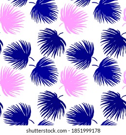 Creative seamless pattern with tropical leaves. Trendy pattern with hand drawn exotic plants. Swimwear botanical design. Jungle exotic summer print.	