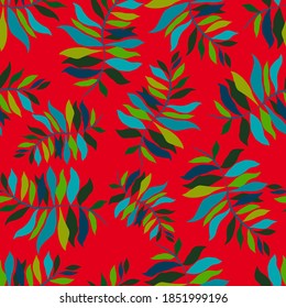 Kreatives, nahtloses Muster mit tropischen Blättern. Trendmuster mit handgezeichneten exotischen Pflanzen. Swimwear botanisches Design. Dschungle exotische Sommerkurse.	