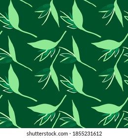 Patrón creativo sin fisuras con hojas tropicales. Patrón de moda con plantas exóticas dibujadas a mano. Diseño botánico de bañador. Impresión veraniega exótica de la jungla.	