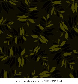 Patrón creativo sin fisuras con hojas tropicales. Patrón de moda con plantas exóticas dibujadas a mano. Diseño botánico de bañador. Impresión veraniega exótica de la jungla.	