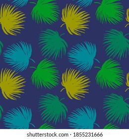 Creative seamless pattern with tropical leaves. Trendy pattern with hand drawn exotic plants. Swimwear botanical design. Jungle exotic summer print.	