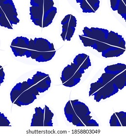 Creative seamless pattern with tropical leaves. Trendy pattern with hand drawn exotic plants. Swimwear botanical design. Jungle exotic summer print.	