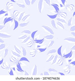 Kreatives, nahtloses Muster mit tropischen Blättern. Trendmuster mit handgezeichneten exotischen Pflanzen. Swimwear botanisches Design. Dschungle exotische Sommerkurse.	