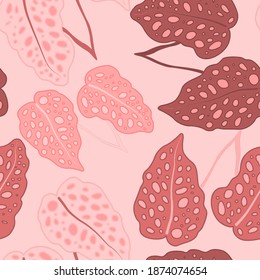 Creative seamless pattern with tropical leaves. Trendy pattern with hand drawn exotic plants. Swimwear botanical design. Jungle exotic summer print.	
