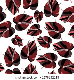 Creative seamless pattern with tropical leaves. Trendy pattern with hand drawn exotic plants. Swimwear botanical design. Jungle exotic summer print.	