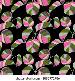 Creative seamless pattern with tropical leaves. Trendy pattern with hand drawn exotic plants. Swimwear botanical design. Jungle exotic summer print.	