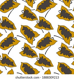 Creative seamless pattern with tropical leaves. Trendy pattern with hand drawn exotic plants. Swimwear botanical design. Jungle exotic summer print.	