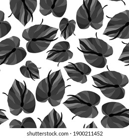 Creative seamless pattern with tropical leaves. Trendy pattern with hand drawn exotic plants. Swimwear botanical design. Jungle exotic summer print.	