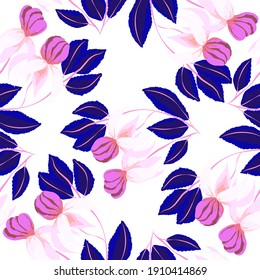 Creative seamless pattern with tropical leaves. Trendy pattern with hand drawn exotic plants. Swimwear botanical design. Jungle exotic summer print.	