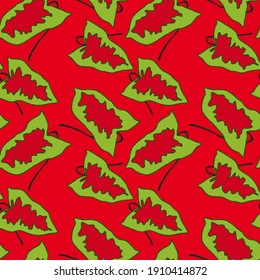 Creative seamless pattern with tropical leaves. Trendy pattern with hand drawn exotic plants. Swimwear botanical design. Jungle exotic summer print.	