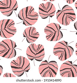 Creative seamless pattern with tropical leaves. Trendy pattern with hand drawn exotic plants. Swimwear botanical design. Jungle exotic summer print.	