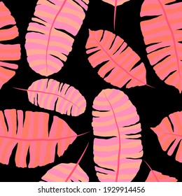 Creative seamless pattern with tropical leaves. Trendy pattern with hand drawn exotic plants. Swimwear botanical design. Jungle exotic summer print.	