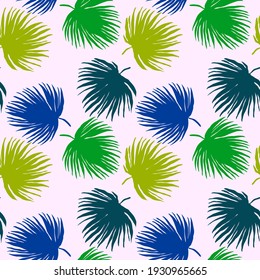 Creative seamless pattern with tropical leaves. Trendy pattern with hand drawn exotic plants. Swimwear botanical design. Jungle exotic summer print.	