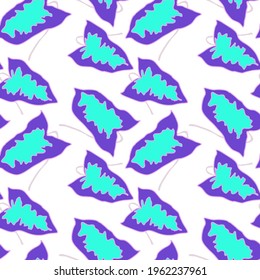 Creative seamless pattern with tropical leaves. Trendy pattern with hand drawn exotic plants. Swimwear botanical design. Jungle exotic summer print.	
