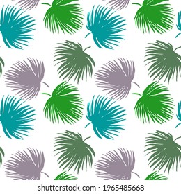 Creative seamless pattern with tropical leaves. Trendy pattern with hand drawn exotic plants. Swimwear botanical design. Jungle exotic summer print.	