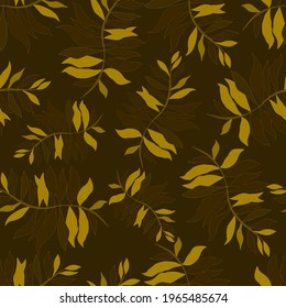 Creative seamless pattern with tropical leaves. Trendy pattern with hand drawn exotic plants. Swimwear botanical design. Jungle exotic summer print.	