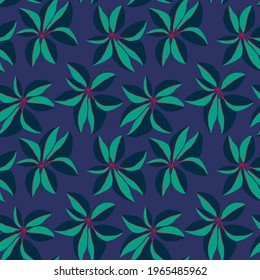 Creative seamless pattern with tropical leaves. Trendy pattern with hand drawn exotic plants. Swimwear botanical design. Jungle exotic summer print.	