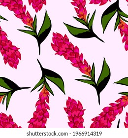 Creative seamless pattern with tropical leaves. Trendy pattern with hand drawn exotic plants. Swimwear botanical design. Jungle exotic summer print.	