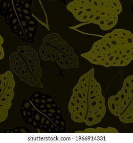 Creative seamless pattern with tropical leaves. Trendy pattern with hand drawn exotic plants. Swimwear botanical design. Jungle exotic summer print.	