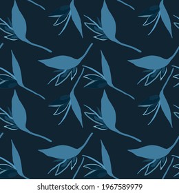 Creative seamless pattern with tropical leaves. Trendy pattern with hand drawn exotic plants. Swimwear botanical design. Jungle exotic summer print.	